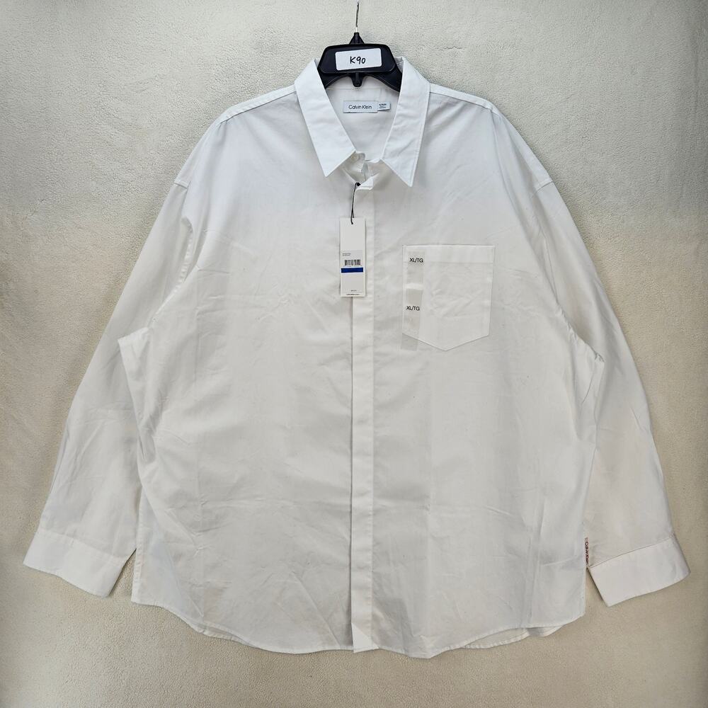 CALVIN KLEIN MEN'S XL OVERSIZED CASUAL BUSINESS SHIRT WHITE